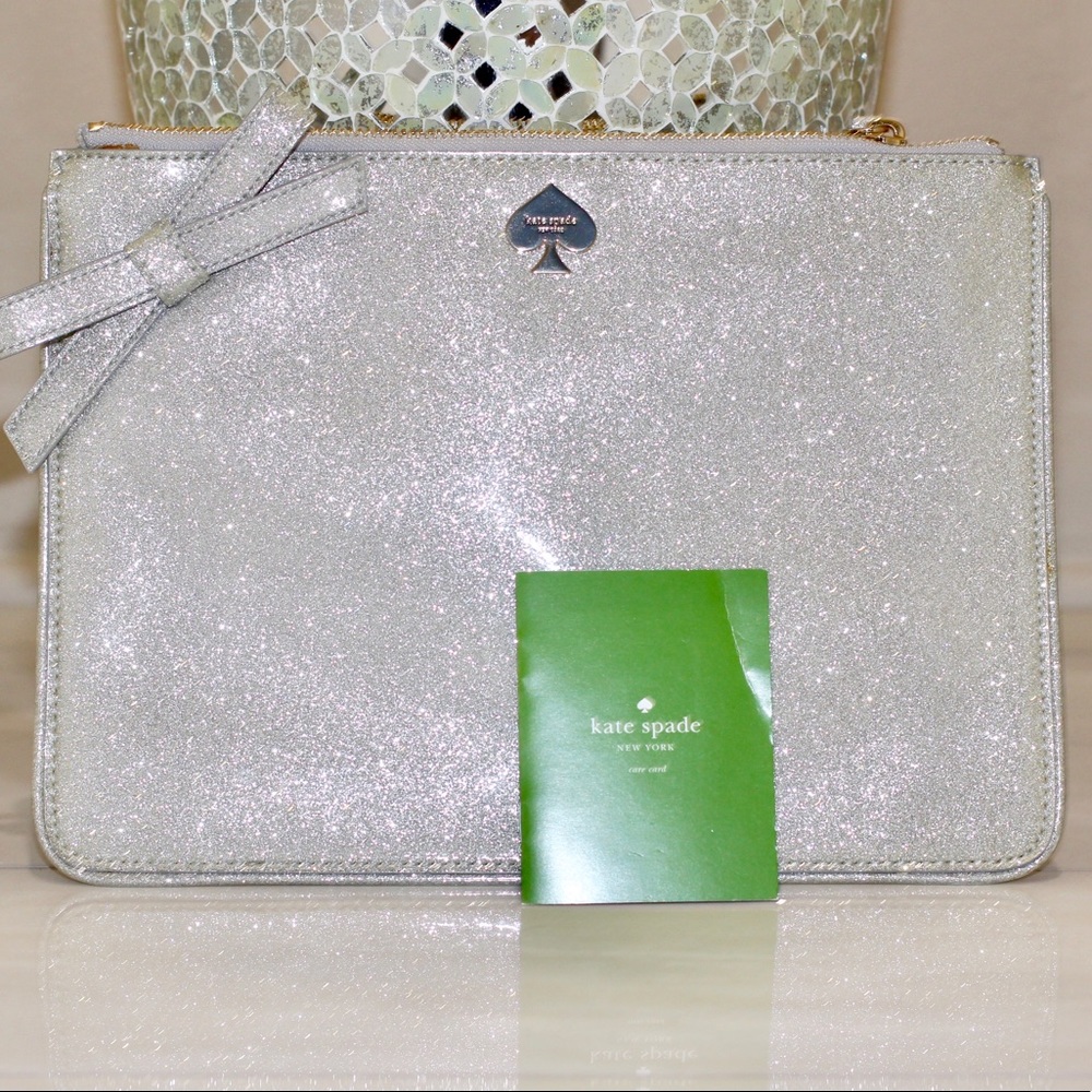 Kate Spade large silver clutch
